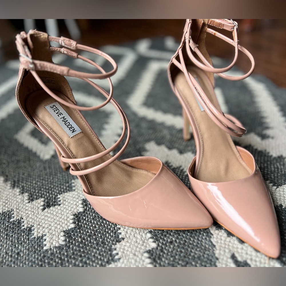 𝗦𝗧𝗘𝗩𝗘 𝗠A𝗗𝗗𝗘𝗡 Nude Strappy Heels Size 9 - Picture 10 of 11